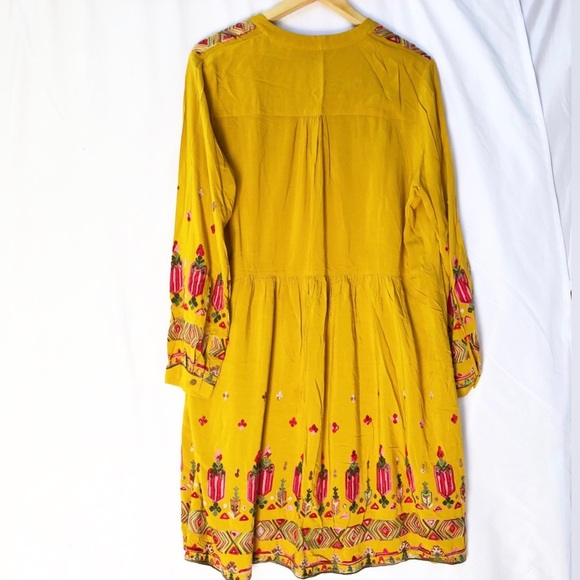 ANTHROPOLOGIE | FLOREAT RAELLA YELLOW EMBROIDERED DRESS LARGE - Picture 11 of 11